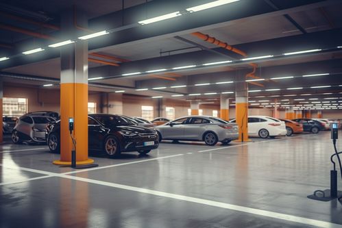 地下車庫室內(nèi)汽車停車場攝影圖片 攝影